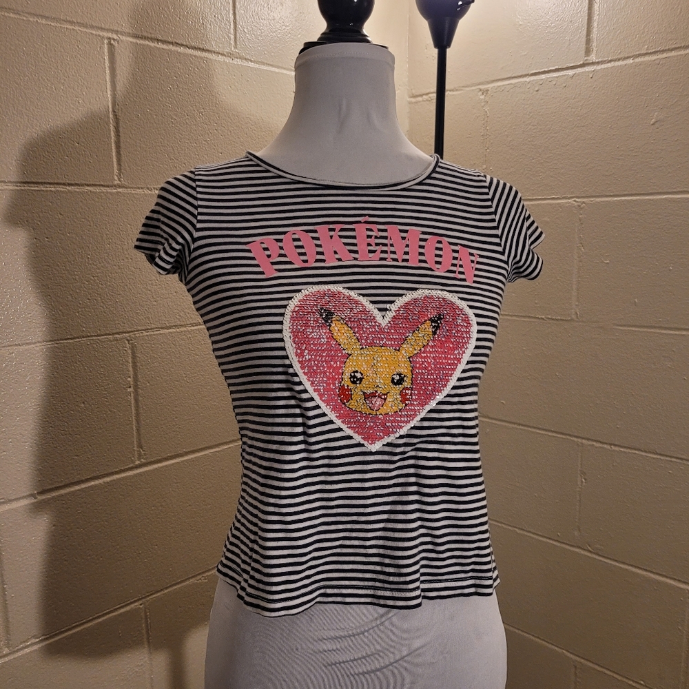 Striped Pokémon Pikachu Sequin Shirt